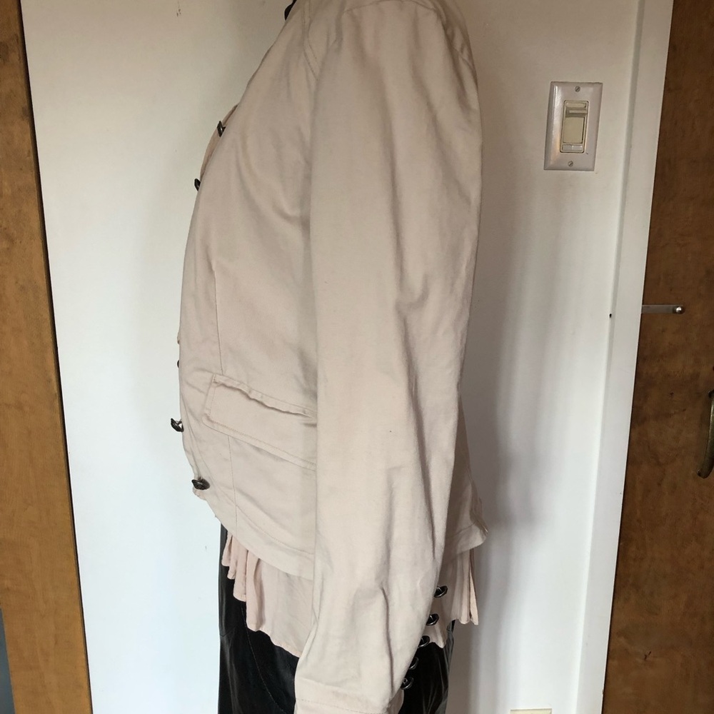 Free People Cream Ruffle-Front Button Blazer - Picture 2 of 13